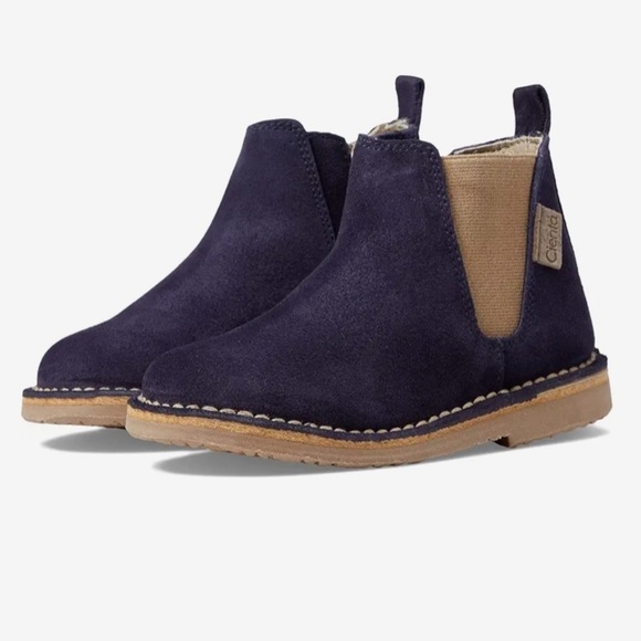 Cienta Blue/Tan Navy Blue Suede Zipper Chelsea Boots - Picture 1 of 8